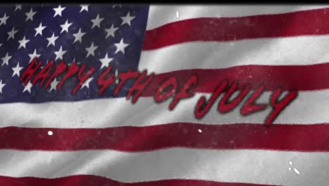 animation of happy fourth of july text over american flag