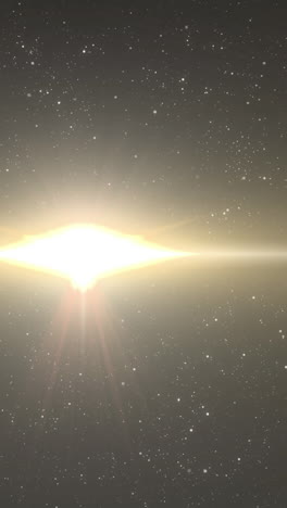 animación de luz amarilla brillante que se mueve sobre las estrellas en el fondo