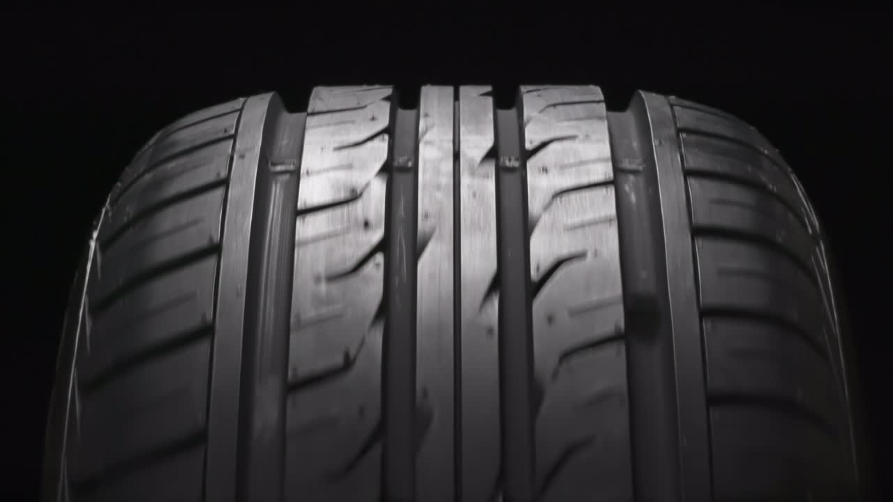 neumático giratorio sobre un fondo negro