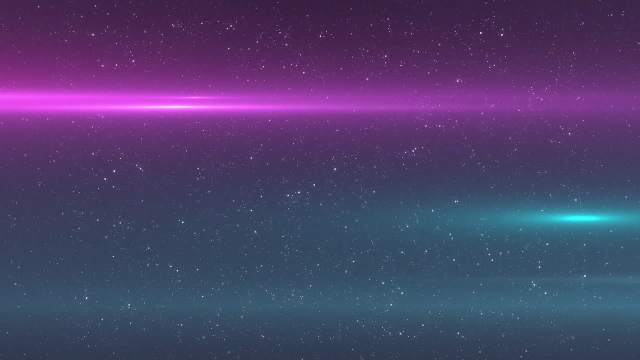 Glowing green and pink rays of light moving in the night sky