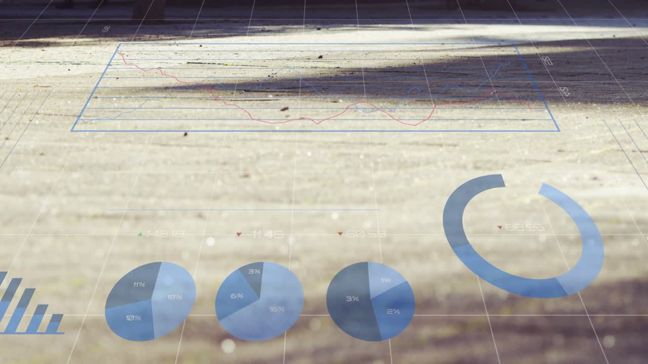 Animation of data processing over modern neon ecuador on brick background