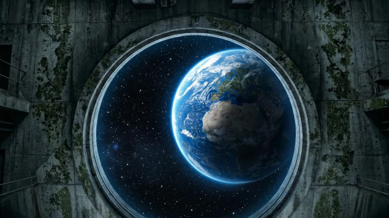 Planet Earth Seen Through a Spaceship Porthole