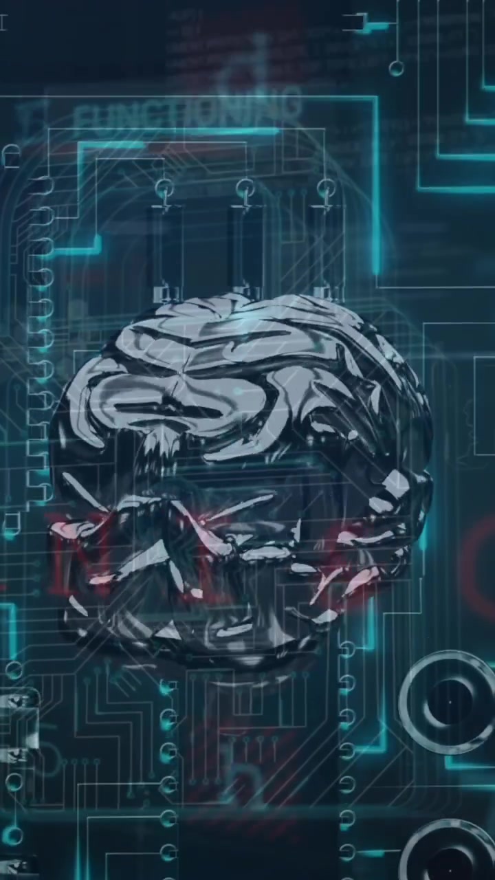 Brain spinning over security padlock icon against microprocessor connections on blue background