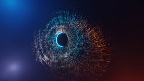 abstract eye. centric motion of star trails. starburst dynamic lines or rays. 3d rendering illustration. loops video.