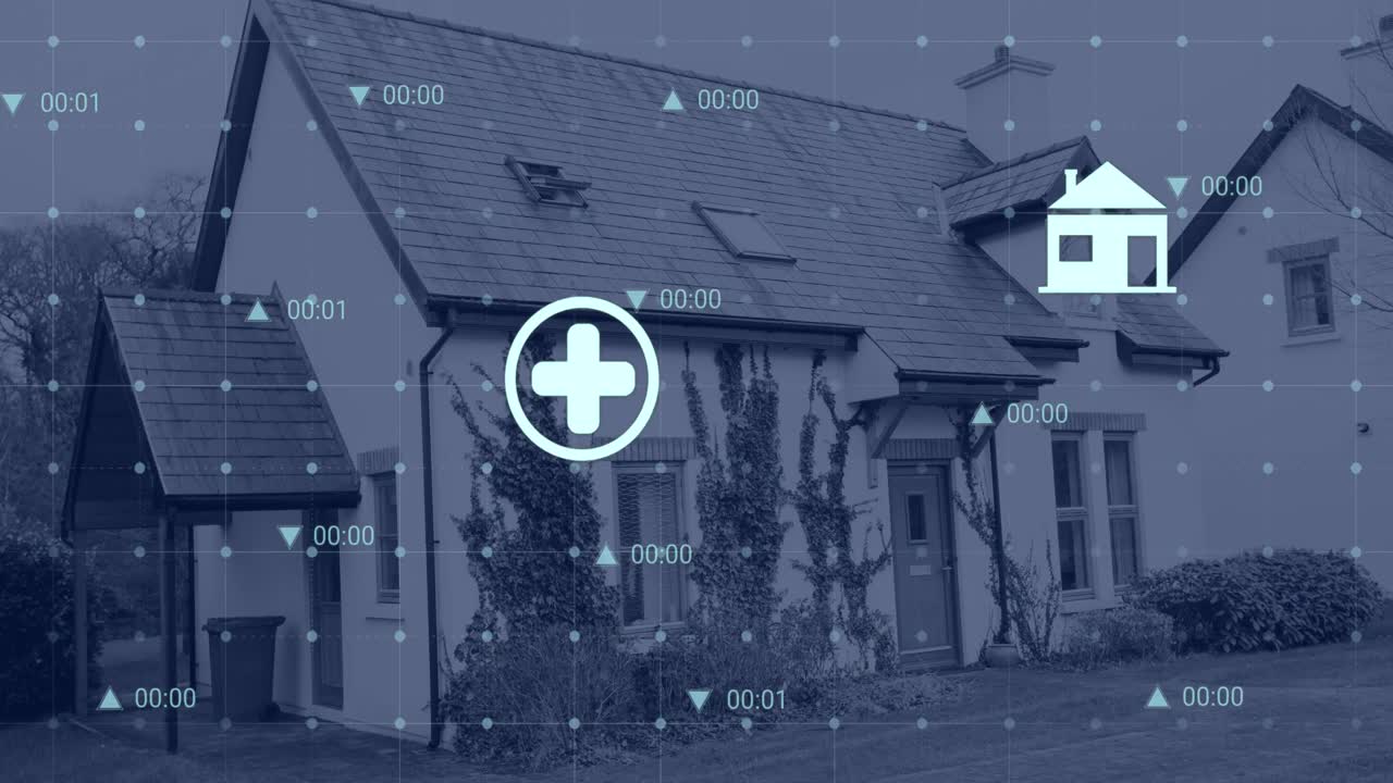 하우스, 금융 데이터 처리 아이콘 및 통계의 애니메이션