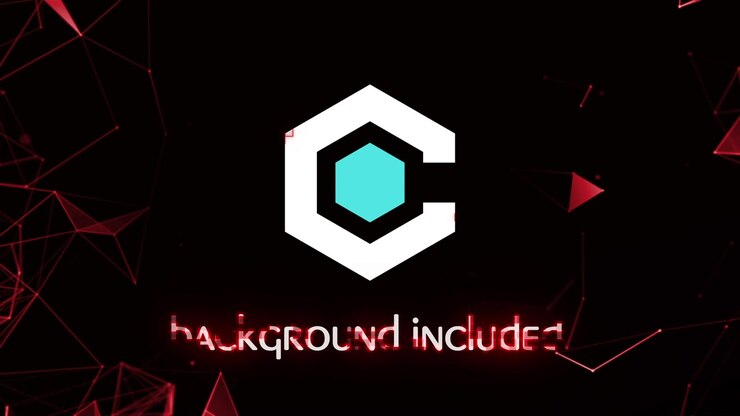 Animazione di rivelazione logo digitale con effetti pixel geometrici