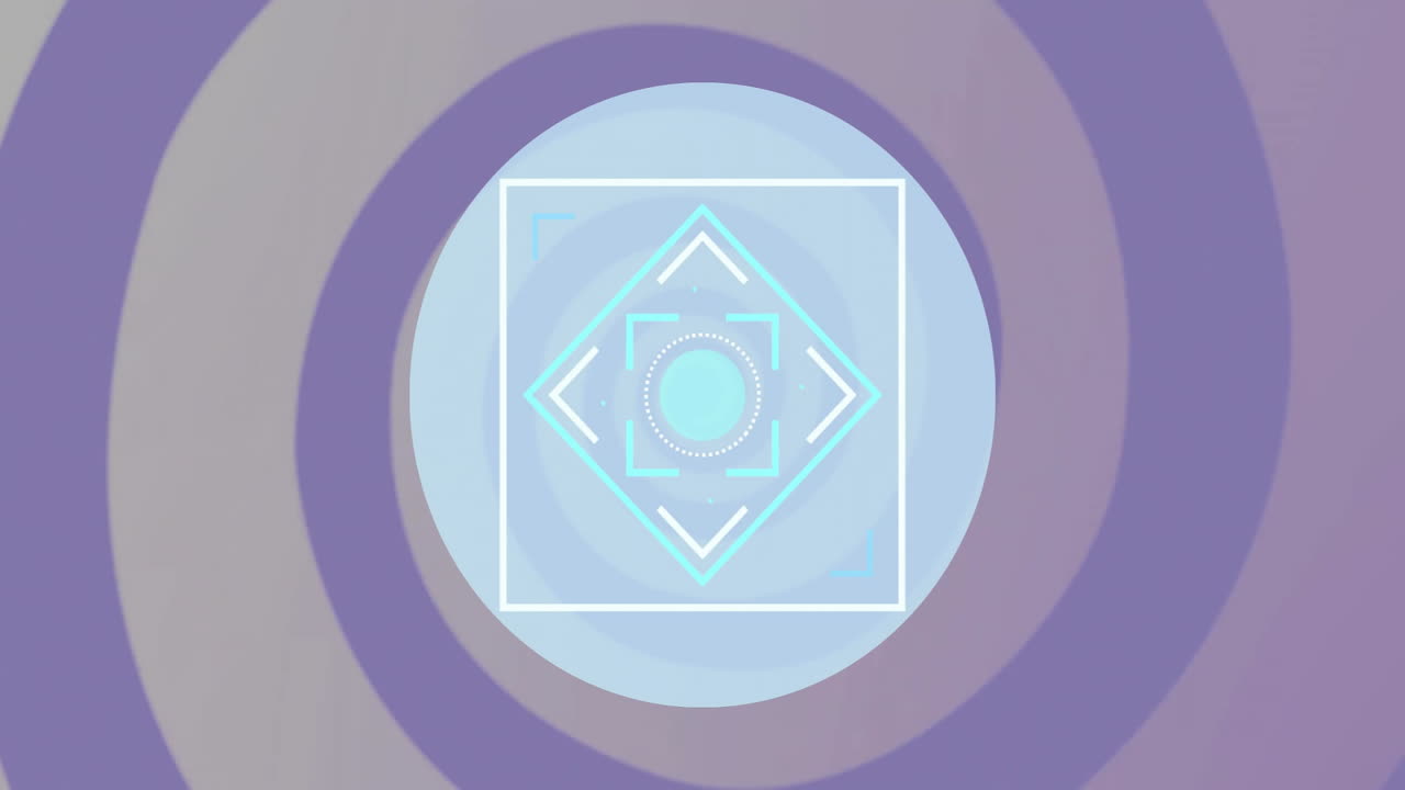 Animation of blue shapes over circles on grey background