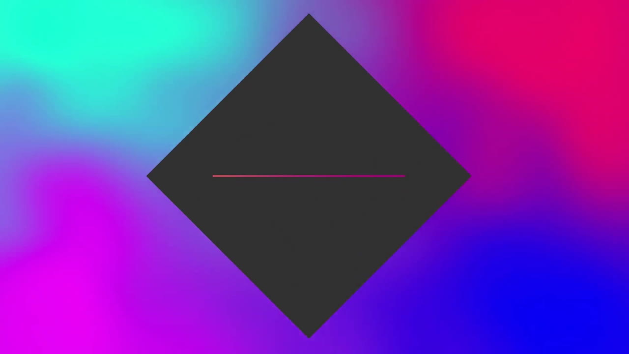 animación de diamante negro con línea sobre fondo vibrante de neón