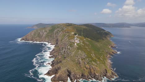 Aerial-view-of-Cabo-Finisterre,-Galicia,-Spain