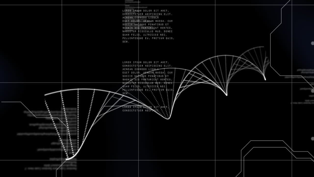 Digital animation of dna structure spinning against data processing on blue background