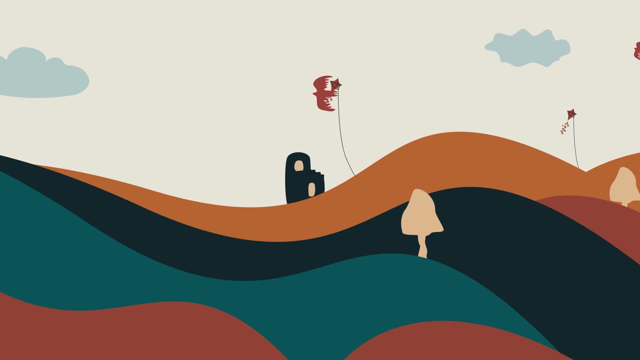 최소한의 산지 공간 일러스트레이션 루프 배경