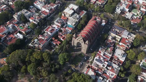 Vista-Aérea-De-Polanco,-Atractivos-Culturales,-Iglesia-De-San-Agustin,-Cdmx