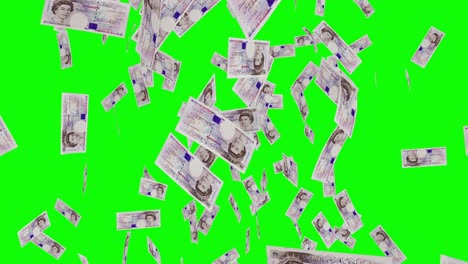 20-Pfund-Noten-Des-Vereinigten-Königreichs-Fallen-Auf-Den-Grünen-Bildschirm