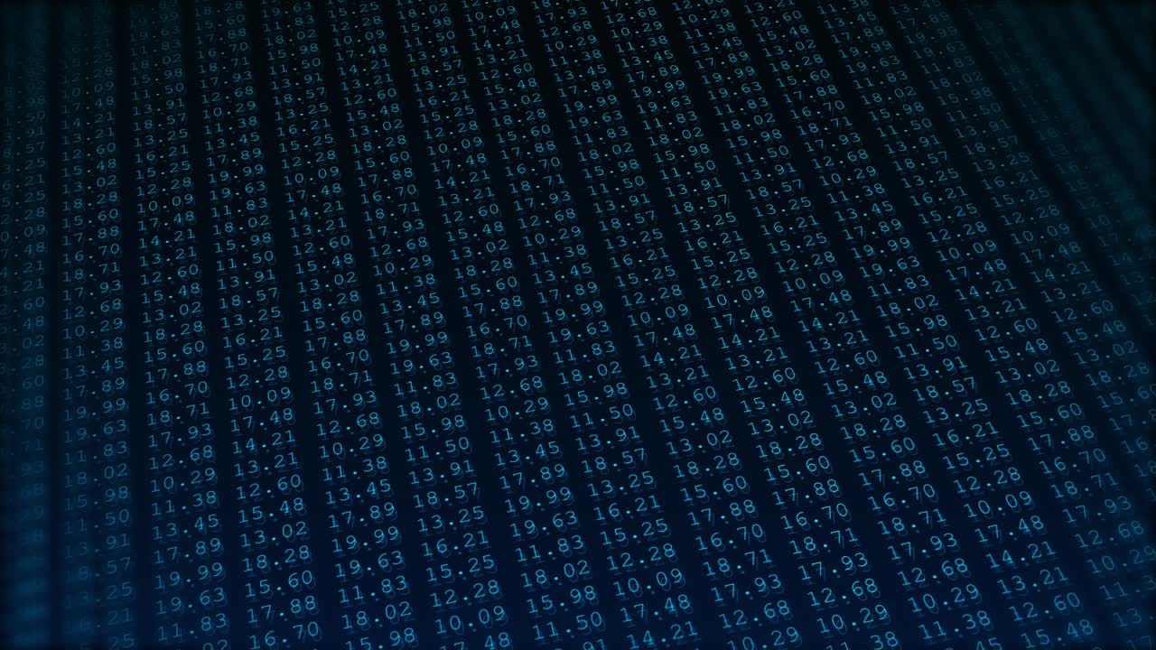 Digital data network animation depicting binary code data processing digits lines ai big data fusion