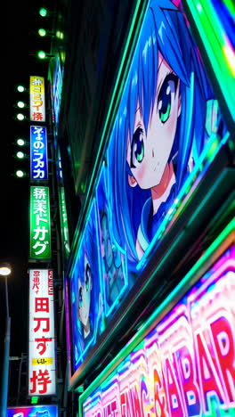 vibrant anime neon signs illuminating a tokyo night street