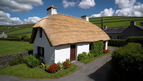 Picturesque Thatched Cottage and Colorful Garden in the Countryside