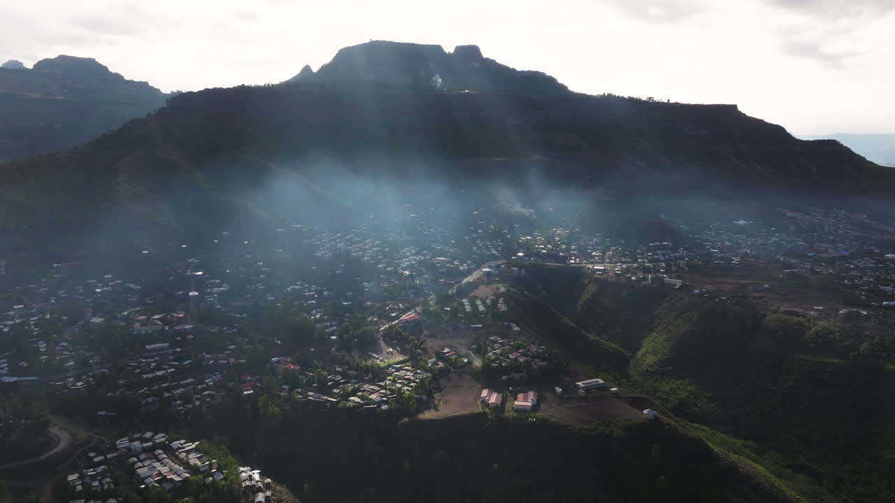 Panoramic View Of Town Lalibela In Ethiopia - Drone Shot