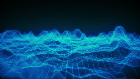 Abstract waving mesh of digital technology background, data center, cloud computing, blockchain, data server, motion of digital data flow 3d render particle