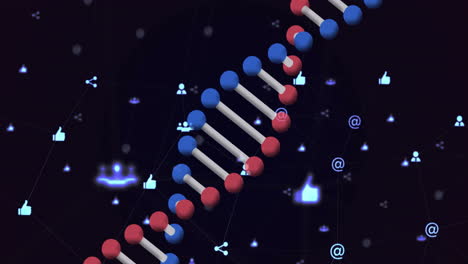 animation of dna strand spinning and digital icons