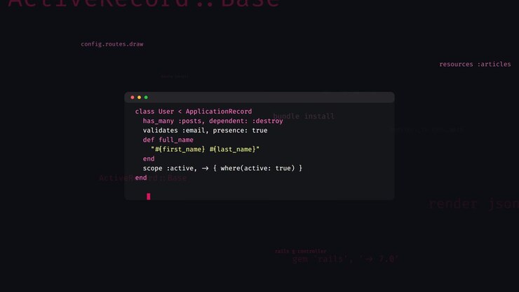 Ruby on Rails Code Editor Displaying Model Class Definition