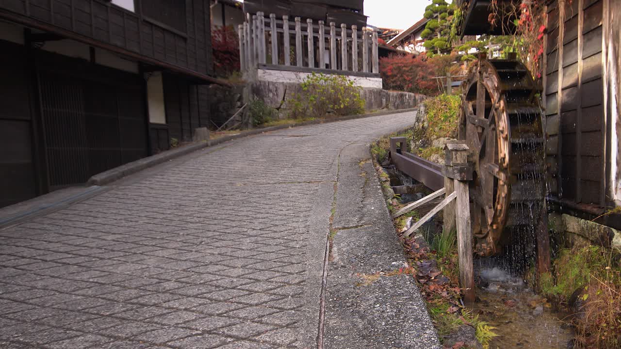 Famous water wheel in Tsumago Japan, along famous Nakasendo Trail