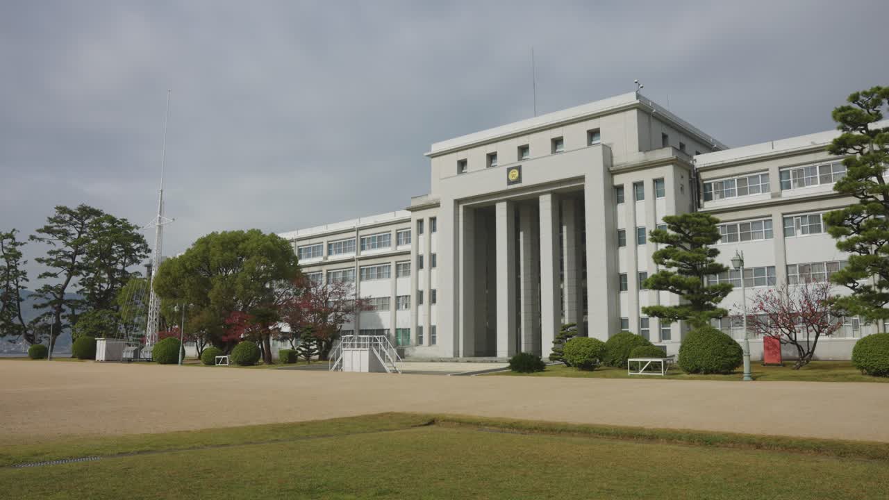 Establishing Shot of Etajima Naval Academy in Hiroshima Prefecture, Japan