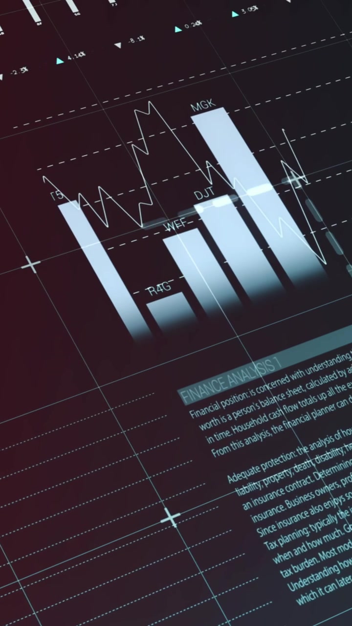 Animation of infographic interface against black background