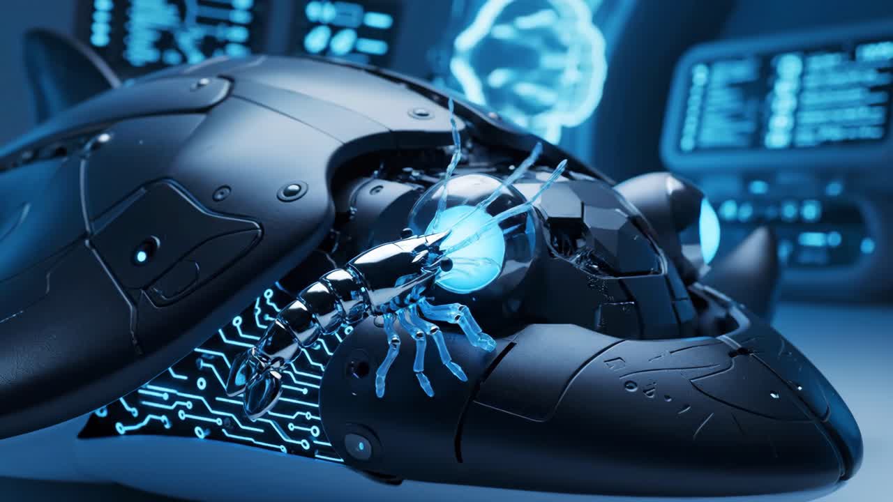 Shrimp Robot with Neon Glow