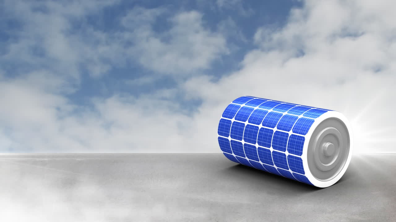 하늘을 배경으로 한 태양 패널의 애니메이션