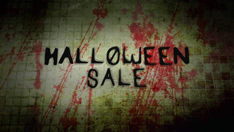 Halloween-Verkaufstext-Auf-Grunge-Wandtextur-Des-Raumes-Mit-Rotem-Blut