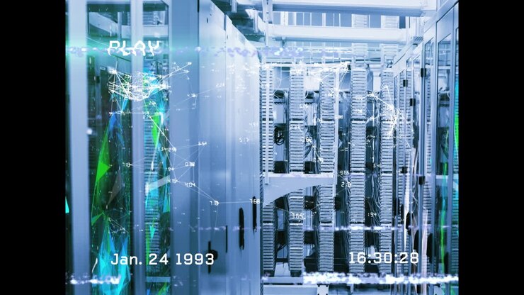 Animation of shapes and interference over server room