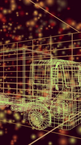 animación de puntos amarillos sobre el proyecto de camión sobre fondo negro