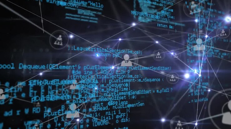 Animation of data processing and network of connections