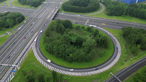 aerial drone shot of a highway in amersfoort, the netherlands video