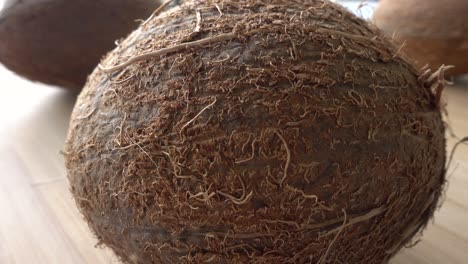 coconut close up on wooden background