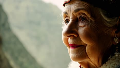 portrait of an elderly woman in traditional clothing