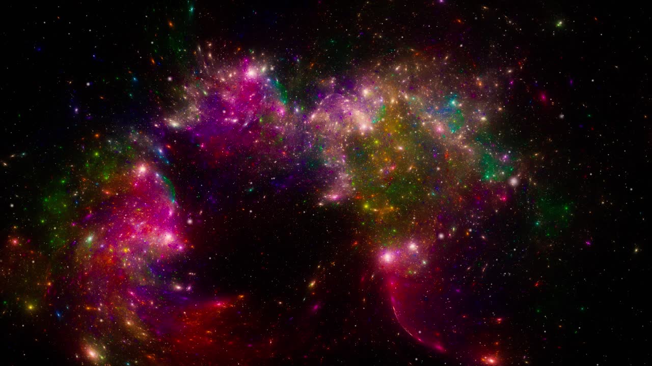 배경은 별들이 우주를 날아다니는 모습입니다.