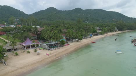 tropical beach with palm trees and boats