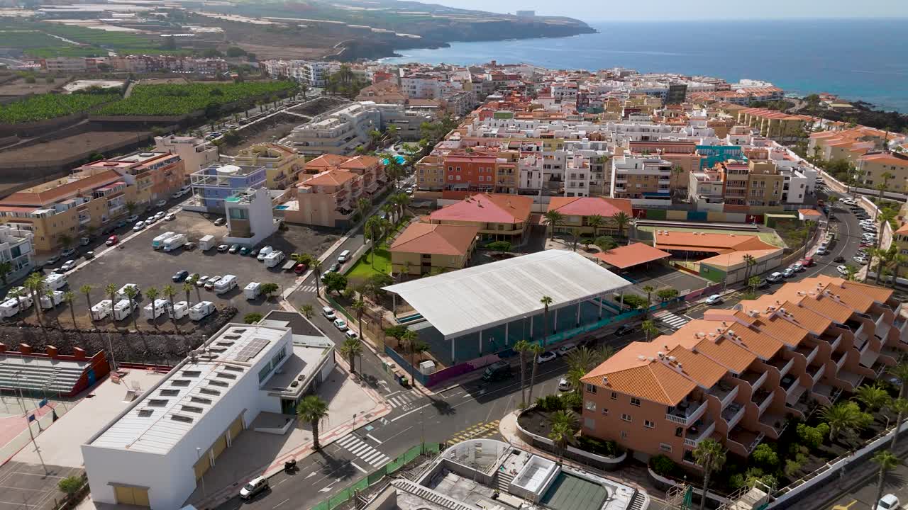 Aerial view of Playa San Juan, Tenerife showing coast and Fonsalia buildings