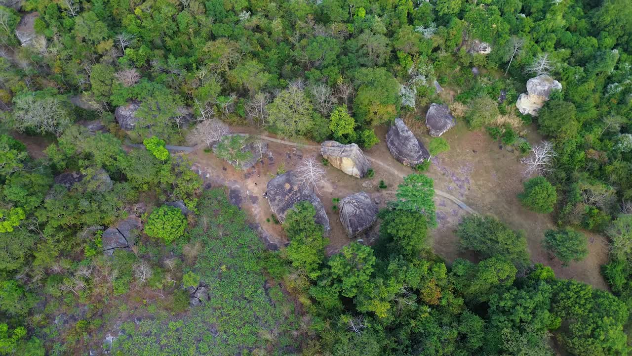 Top view of boulders inside Thailand's mountainous Nam Phong national park in Khon Kaen province