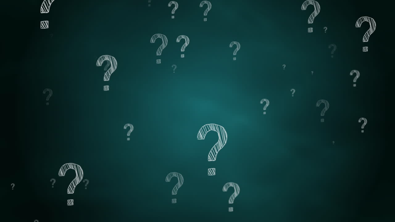 Question marks doodle icons icons moving on a green board. Looped animation.