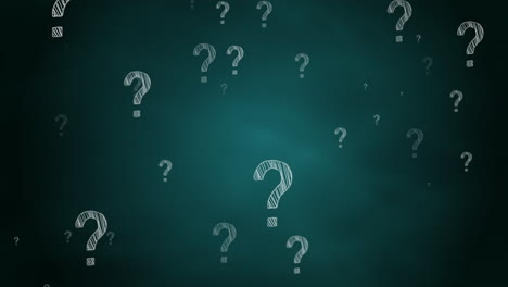 question marks doodle icons icons moving on a green board. looped animation.