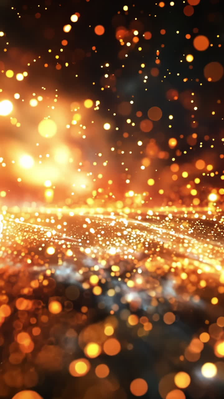 A bright orange and black background with a lot of sparkles. The sparkles are scattered all over the background, creating a sense of movement and energy. Scene is lively and dynamic