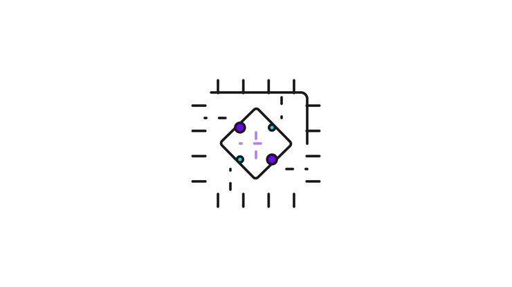 Animated Digital Microchip Processor Icon Rotating on White Background