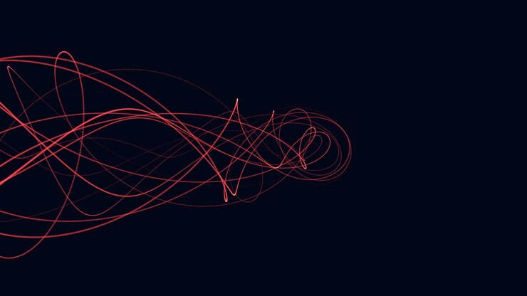 Futuristic neon lines in spiral on black gradient