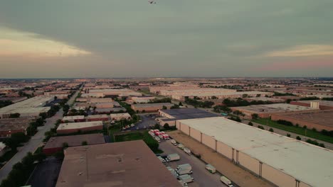 airplaine flying over elk grove village illinois, usa