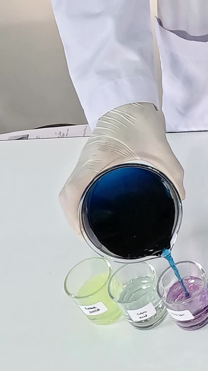 observación de los cambios de color con la solución del indicador de ph