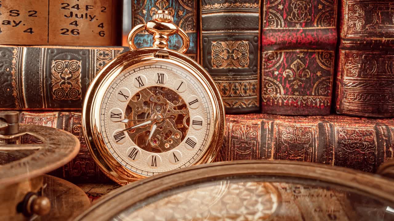 reloj de bolsillo vintage. concepto de fondo vintage de la historia del tiempo.