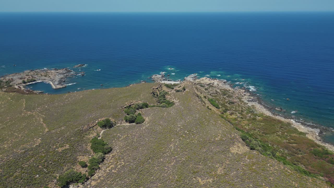 Mountainscape On The Shores In Chania, Crete, Greece. Aerial Drone Shot