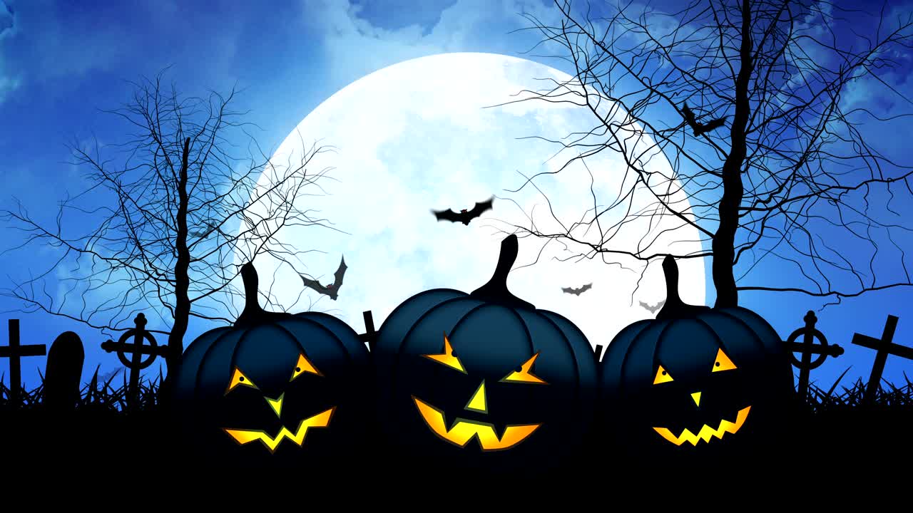 calabazas de halloween con luna